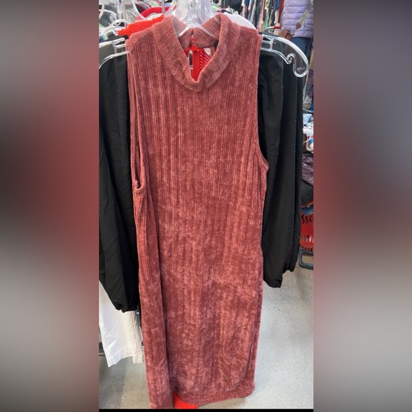 💋 LULUs Hello Cozy Mauve Pink Chenille Mock Neck Sweater Dress. Size MEDIUM - Picture 7 of 7
